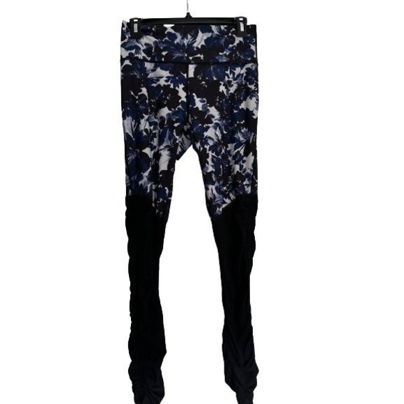 Fabletics Leggings Cashel Foldover Blue Floral Ruched Legs Athleisure Yoga M - Picture 3 of 8